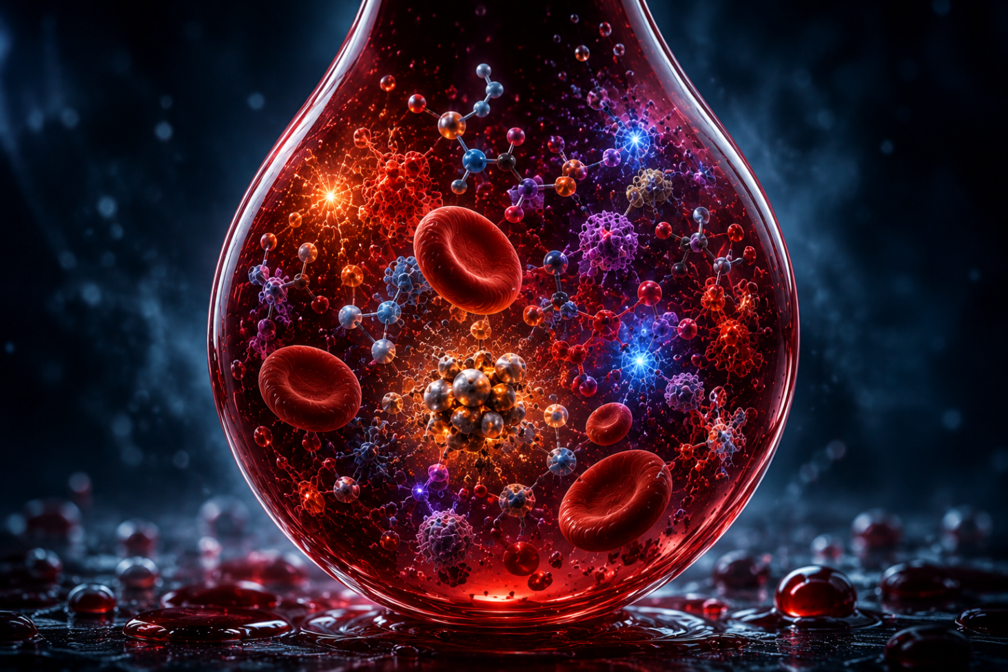 Blood showing molecules inside