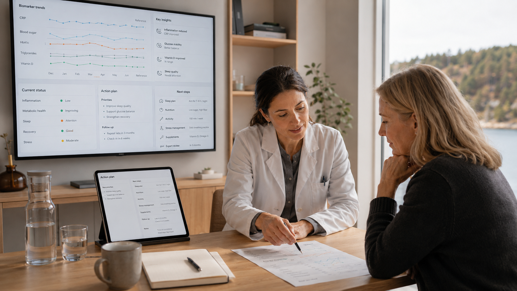 Health consultation, biomarkers, action plan at high coast